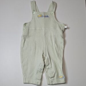 All Mine Green Checkered Kids Overalls